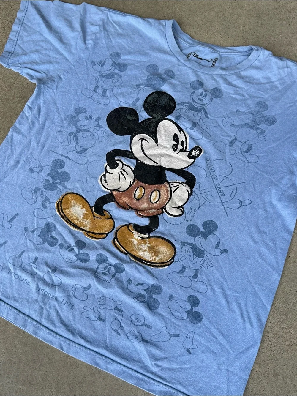 Disney Light Blue Mickey Mouse Graphic Tee Large
